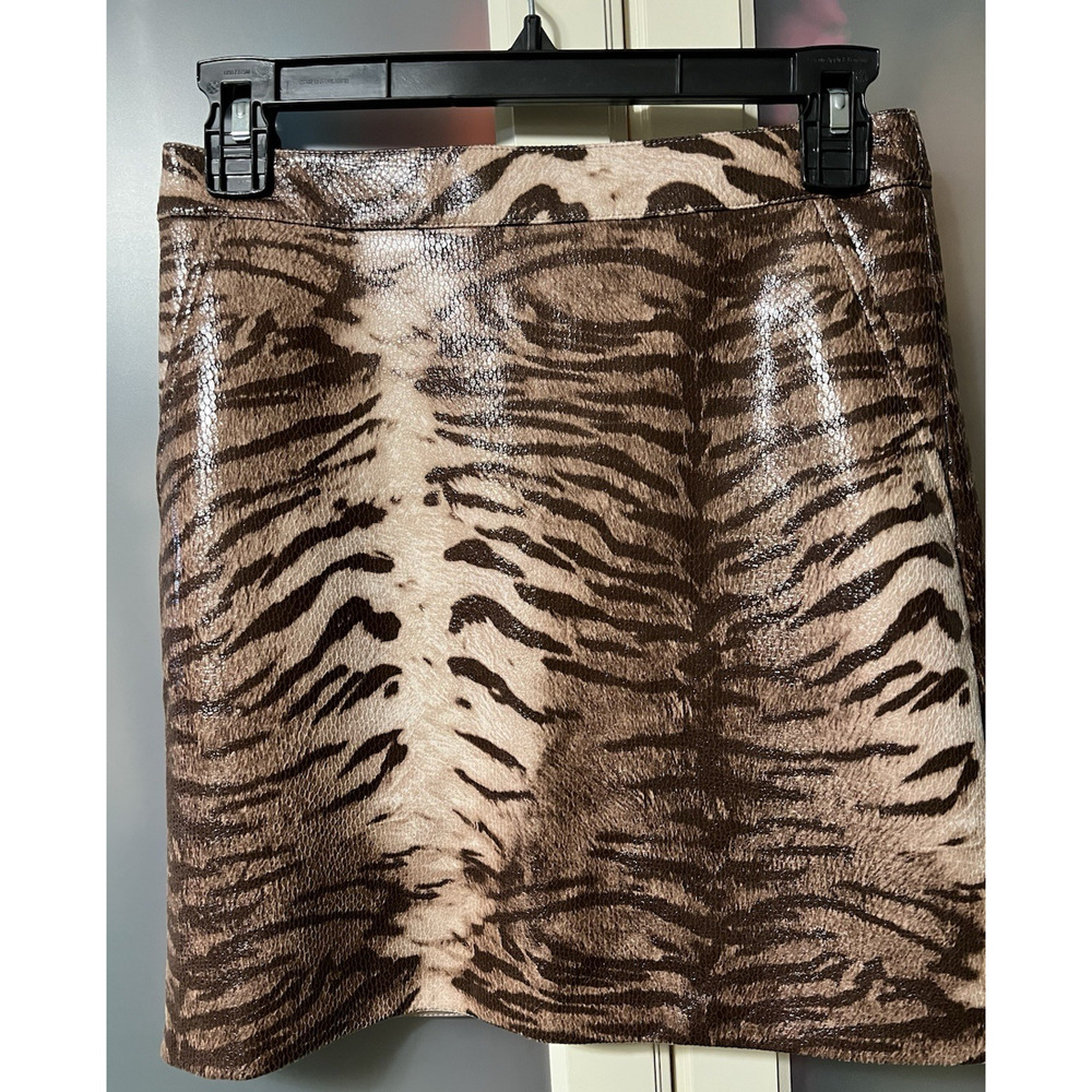 BARDOT Aritzia ALEXIS ANIMAL Print brown mini Skirt Faux Leather Small Size 4 - Picture 3 of 8